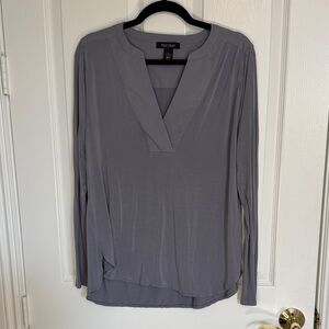 White House Black Market Gray Long Sleeve Blouse